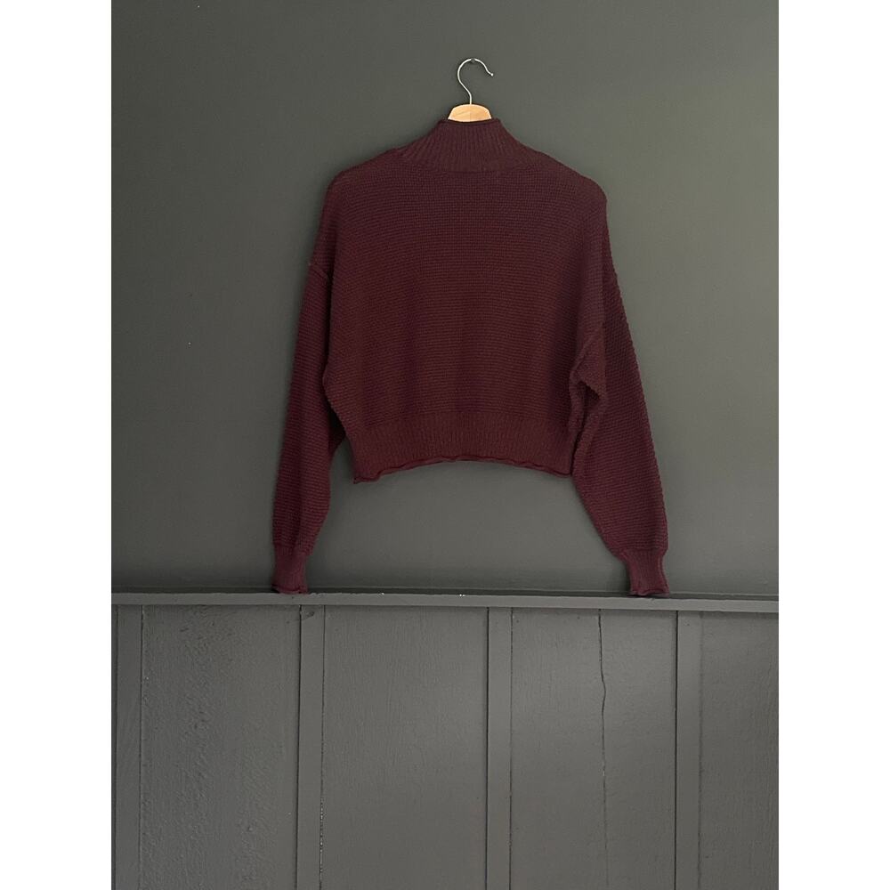 Free People Beach Hailee Knit Semi Cropped Sweater In Vintage Wine Size XS - Picture 5 of 11
